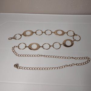 Gold Tone Round Link Metal Belt 43 Inches Long